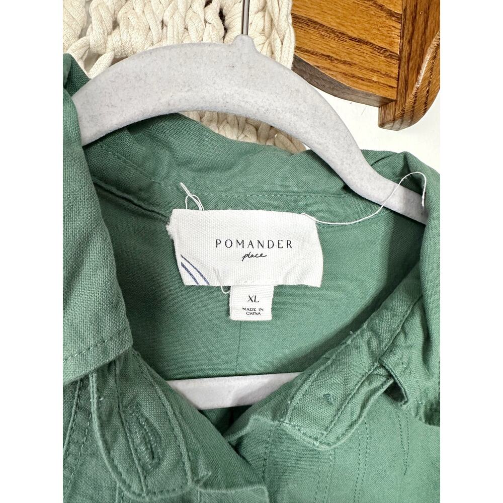 Pomander Place Polly Green Cotton Poplin Mini Dress Size XL - Picture 2 of 4